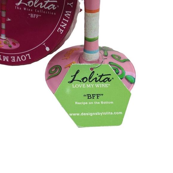Lolita Dining Drinkware, Hand Painted "Best Friends Forever" Stemmed Wine Glass - Picture 7 of 11